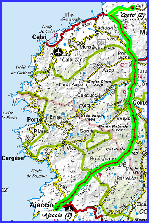 Plan d'accès d'Ajaccio